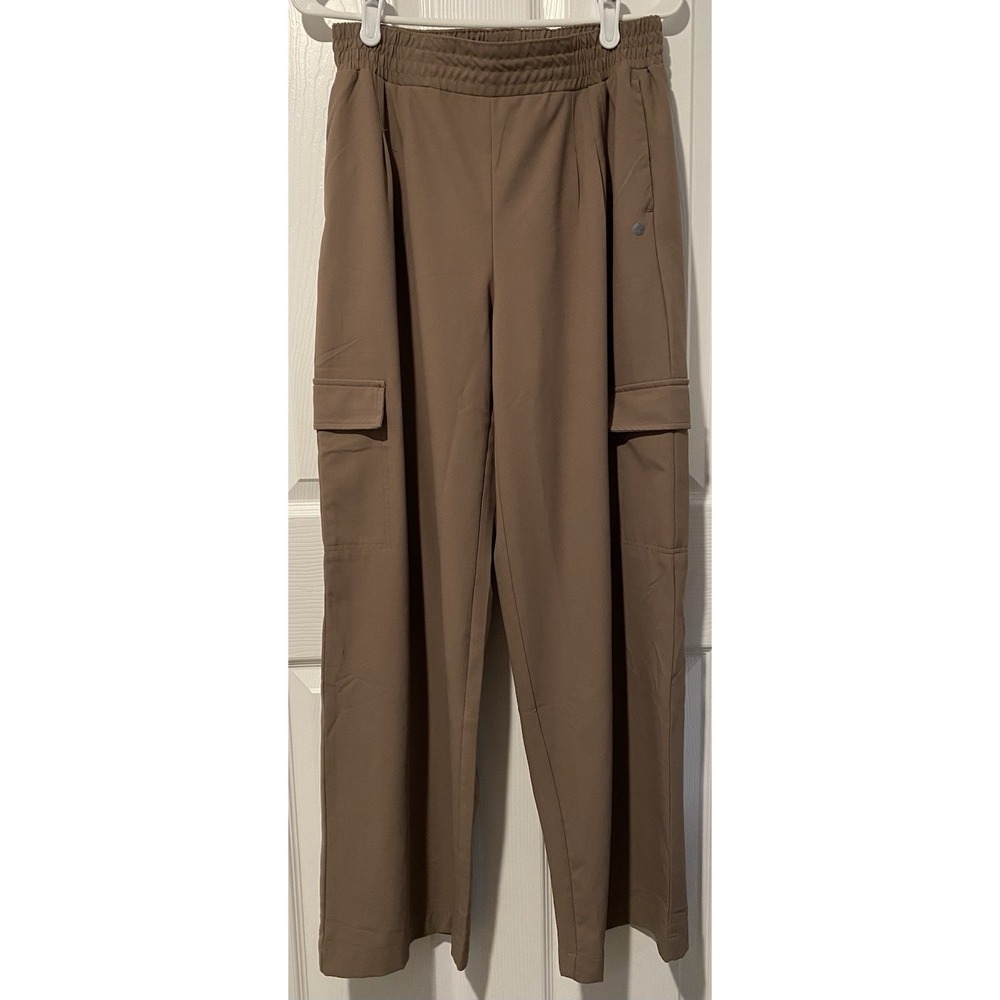 Apana Women's S Cargo Wide Leg Pull-On Elastic Waist, Brown, Yoga, Lounge Pants